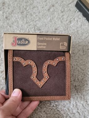 Justin Genuine Leather Pocket Wallet - Brown